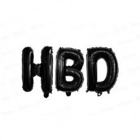 Globo Metalizado HBD Negro 16" X 1 Unidad Festella