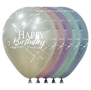 Globo Infinity Happy Birthday Silk Surtido R12 x 50 Unidades