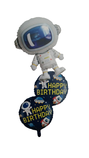 Kit Globos Astronauta Happy Birthday X 3 Piezas Festella