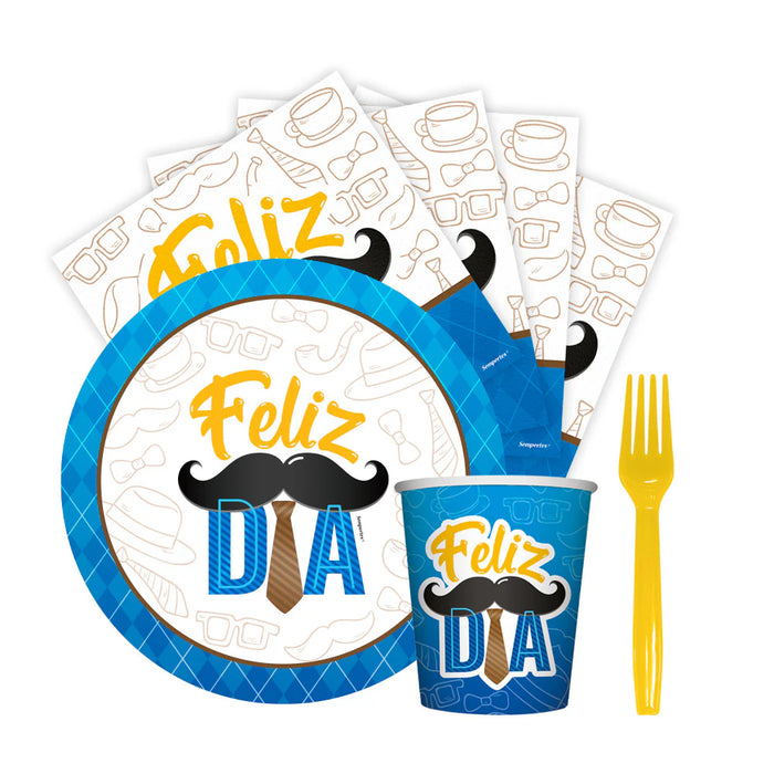 Kit De Desechables Feliz Dia Fiesta bigotes Marca Sempertex