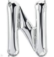 Globo Letra N Plata 16"