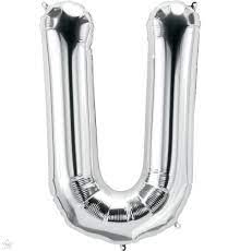 Globo Letra U Plata 16"