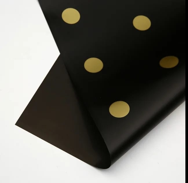Papel Coreano Polka Paquete x 20 Color Negro-Dorado