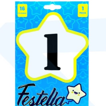 Globo Metalizado # 1 Negro 16" Festella