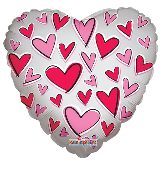 Globo Transparente Estampado con Corazones Multicolores 18" Ref. 44