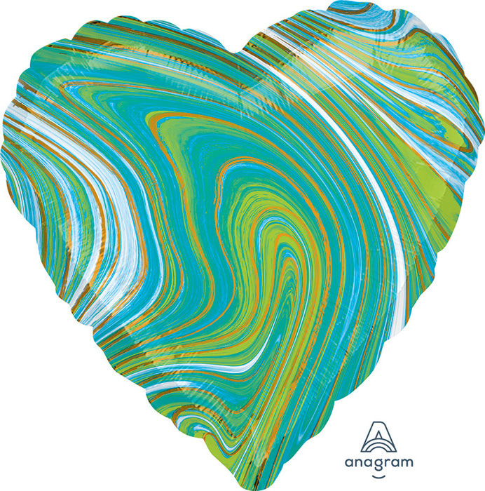 Globo Marblez Corazón 18"� Verde Azul
