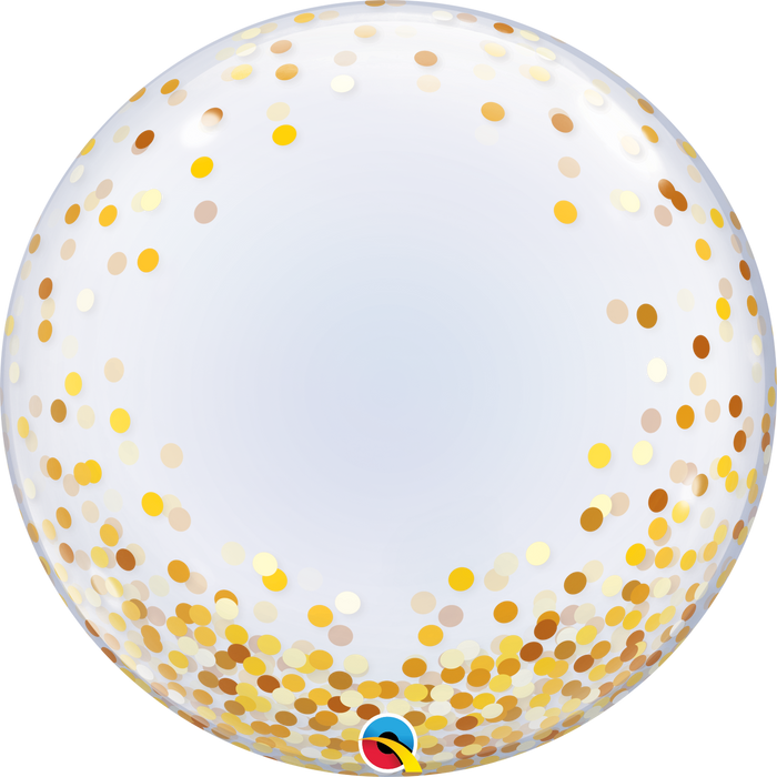 Globo Burbuja Gold Confetti Qualatex 22"
