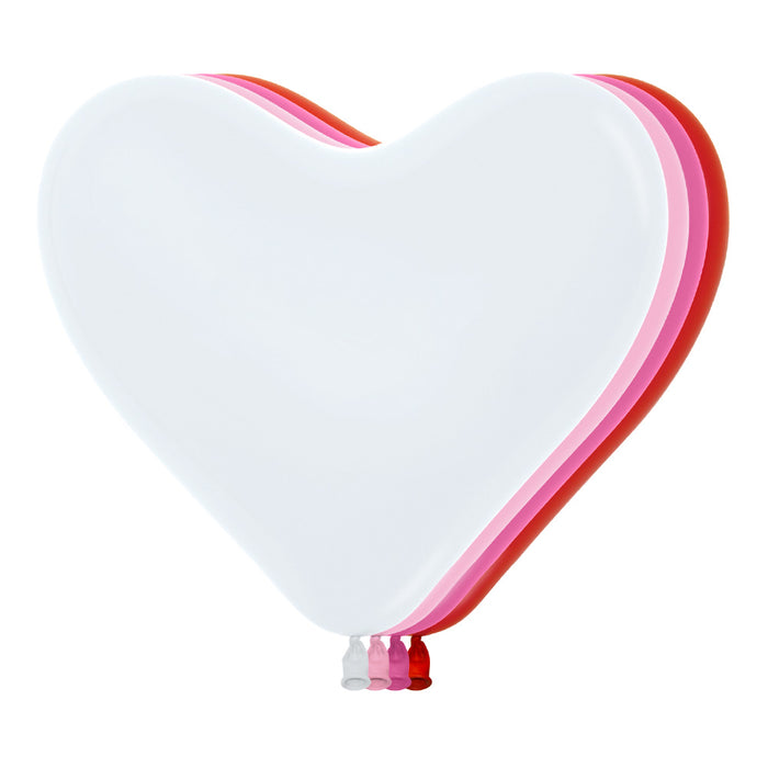 Corazón 12" Fashion Surtido Amor Blanco, Rosado Fucsia y Rojo x 50 Globos
