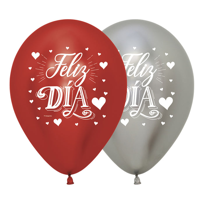 Globo Reflex Surtido Feliz Dia Corazones R12 x 50 Unidades