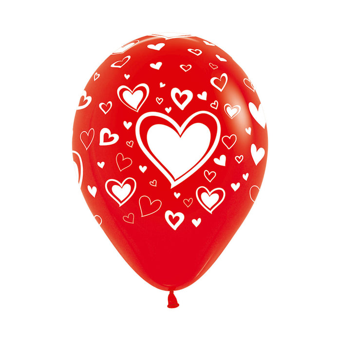 Globo Rojo Infinity Corazones R12 X 50 Globos