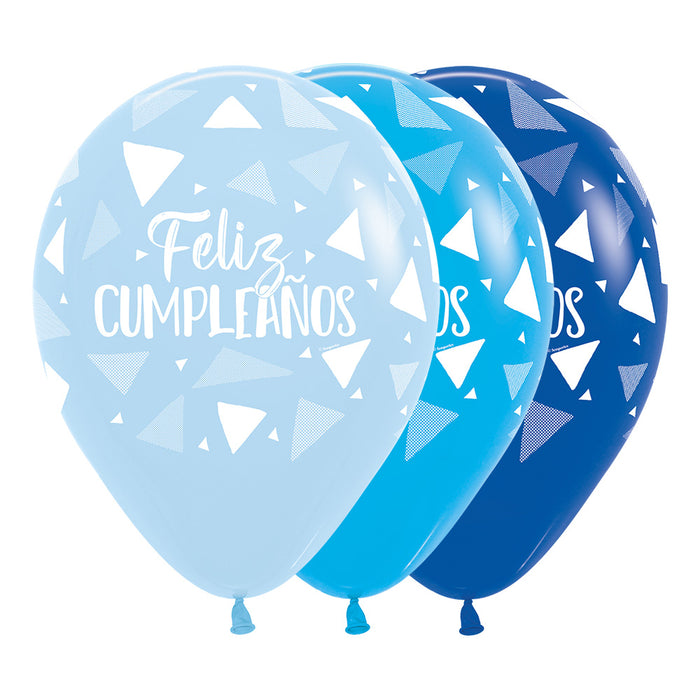 Globo Feliz Cumpleaños Triangulos Niño Surtidos R12 x 50 Globos