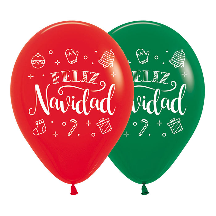 Globo impreso Feliz Navidad Corona R12 x 12 Globos