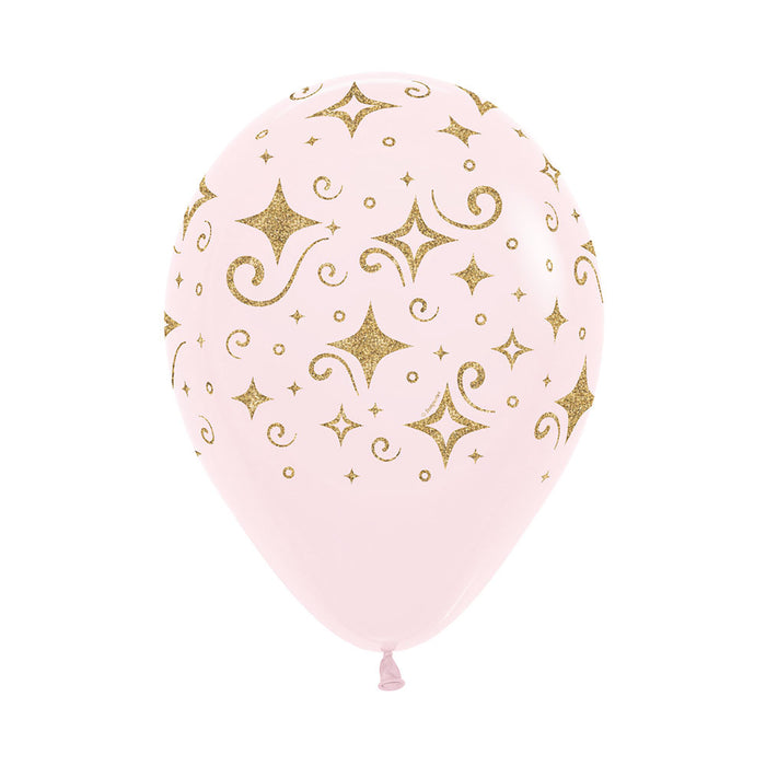 Globos Pastel Mate Rosado Diamante Dorado R12 X 50 Globos