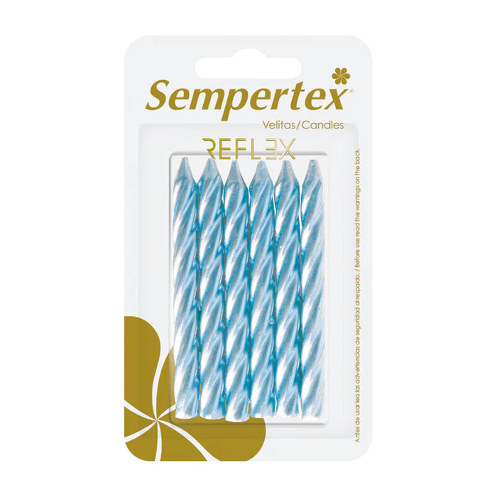Velita Espiralada Perla Azul x 6 Unidades Sempertex