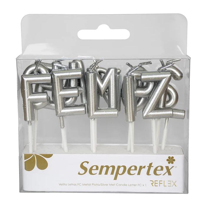 Velitas Letras Feliz Cumpleaños Metal Plata x 1 Unidad Sempertex