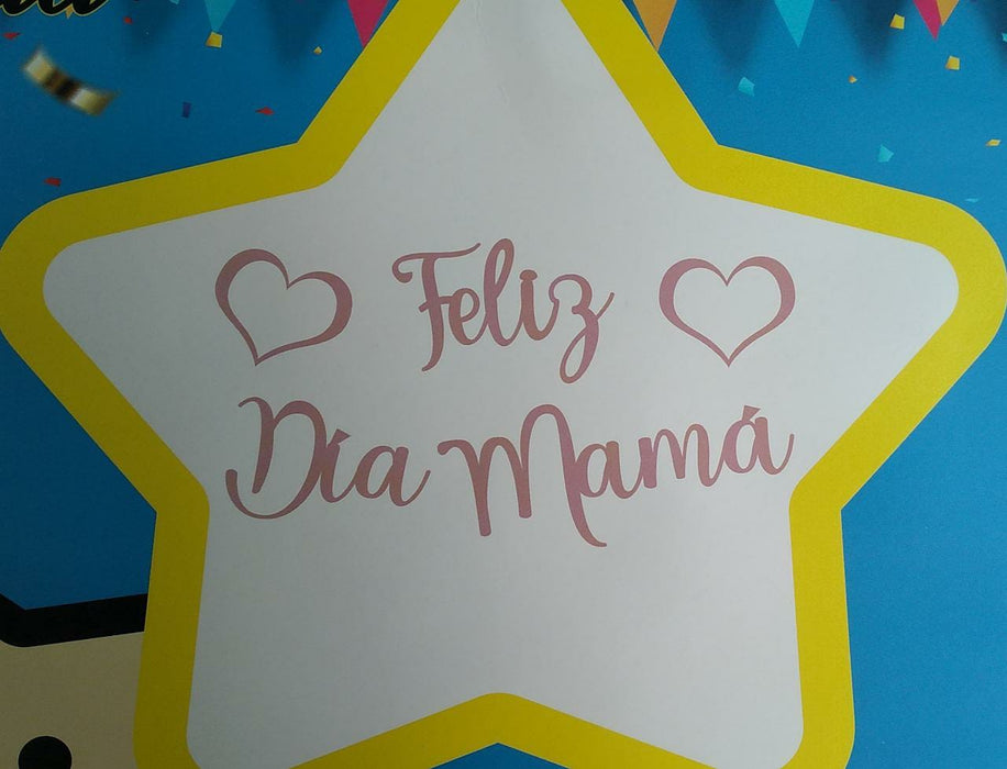 Letrero Feliz Dia Mamá Dorado Rosa