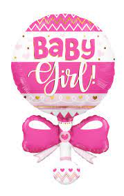 Globo Metalizado de Sonajero Baby Girl Balloon 36"