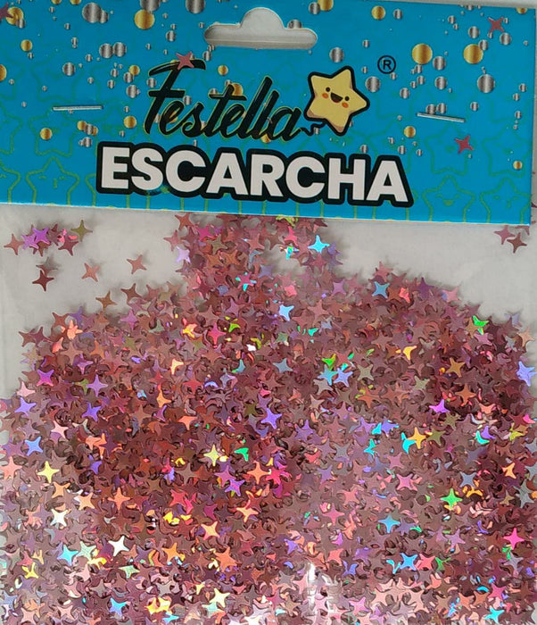 Escarcha Rosada Estrella Para Globo 20 Gr x 1 Unidad