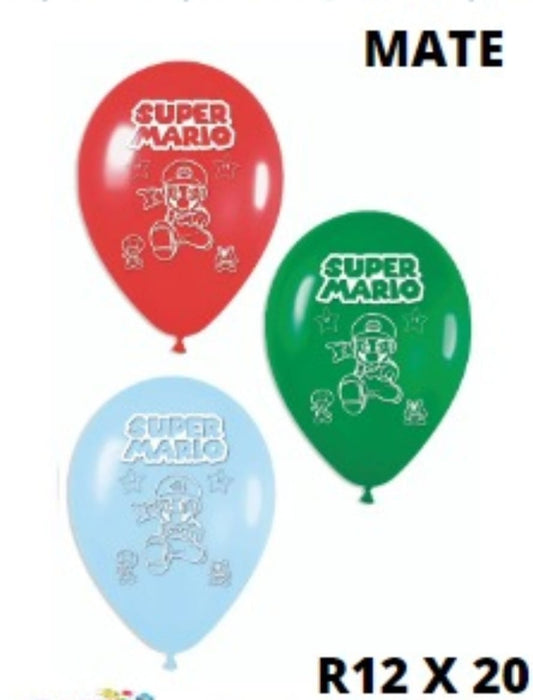 Globo Latex Super Mario Bros R12 x 20 Colores Surtido Generico