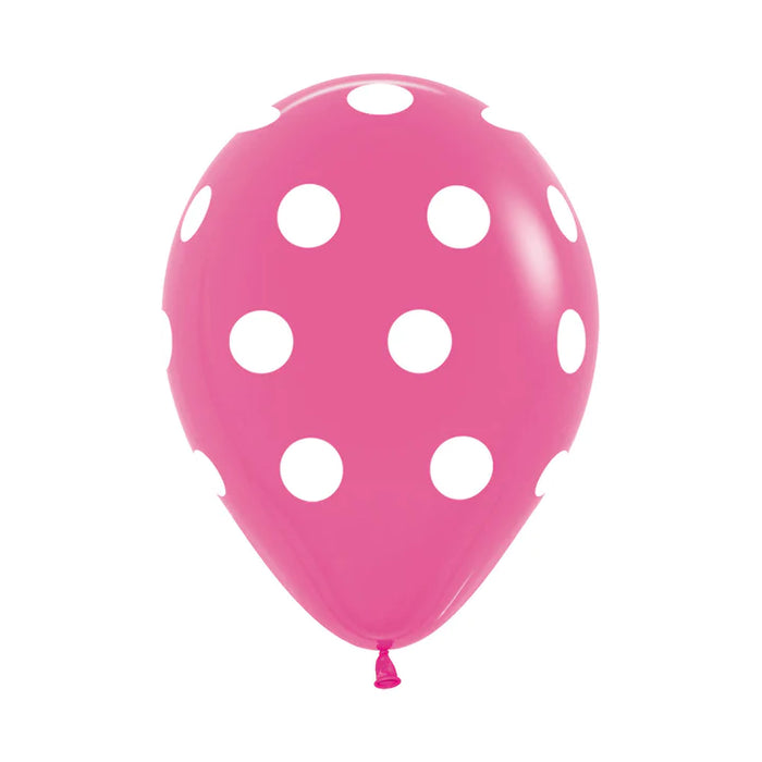 Globo Infinity Polka Blanco F Fucsia R12 x 12