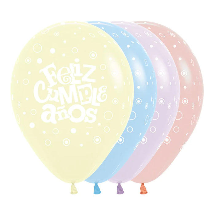Globo Infinity Feliz Cumpleaños Festival Pastel Mate Surtido R12 x 12