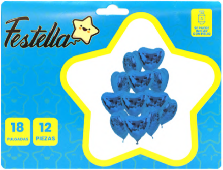 Kit Globos Corazones Festella 18" x12 und Azul