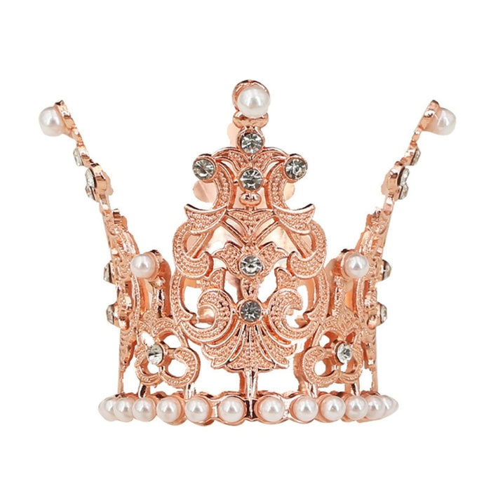 Corona De Perlas Metalica Mediana Oro Rosa x 1 Unidad