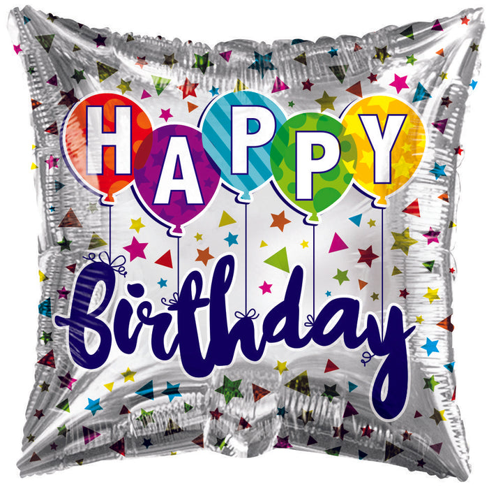Globo Metalizado Happy Birthday Cuadrado 18" Ref. 28