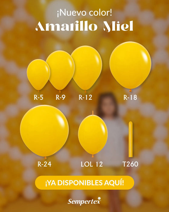 Globo Amarillo Miel Fashion Tubito 260 X 50 Unidades Sempertex