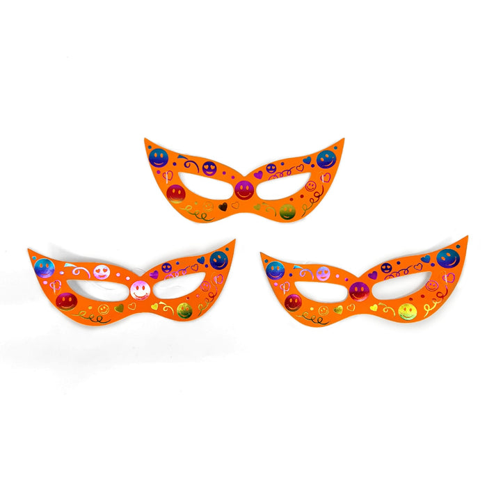Antifaz de Carton Naranja Neon Caritas Felices X 12 Unidades