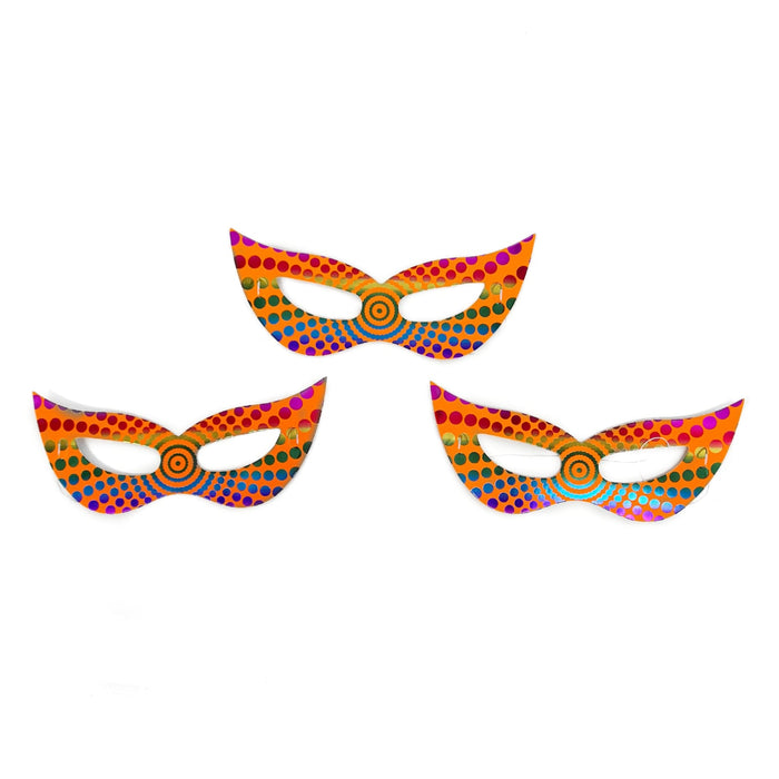 Antifaz de Carton Naranja Neon Puntos X 12 Unidades
