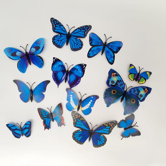 Aplique de Mariposas Decorativas Imantadas Azul X 12 Unidades