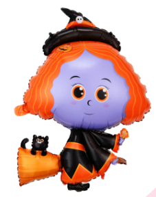 Globo Metalizado Halloween Brujita Voladora 10” X 1 Unidad