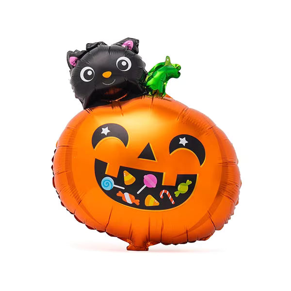 Globo Metalizado Calabaza Gato 20" x 1 Unidad