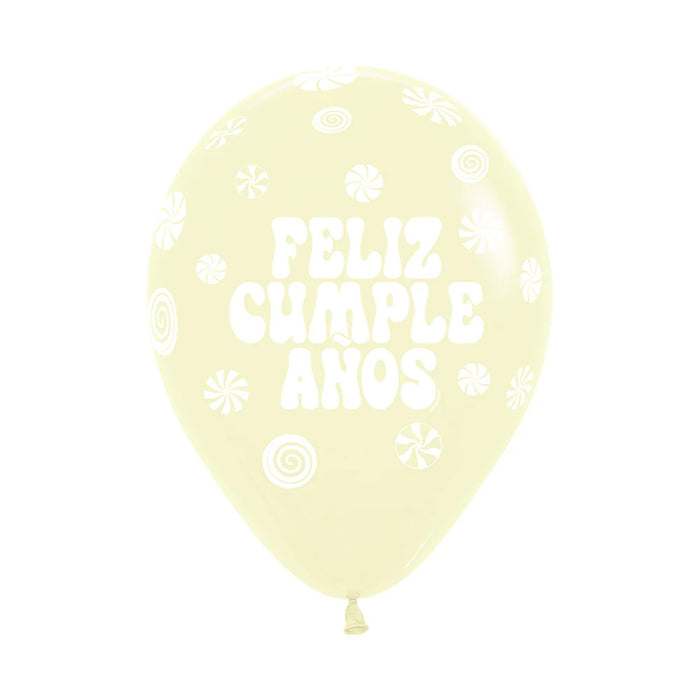 Globos Infinity Pastel Mate Surtido Feliz Cumpleaños Candy R12 x 12 globos