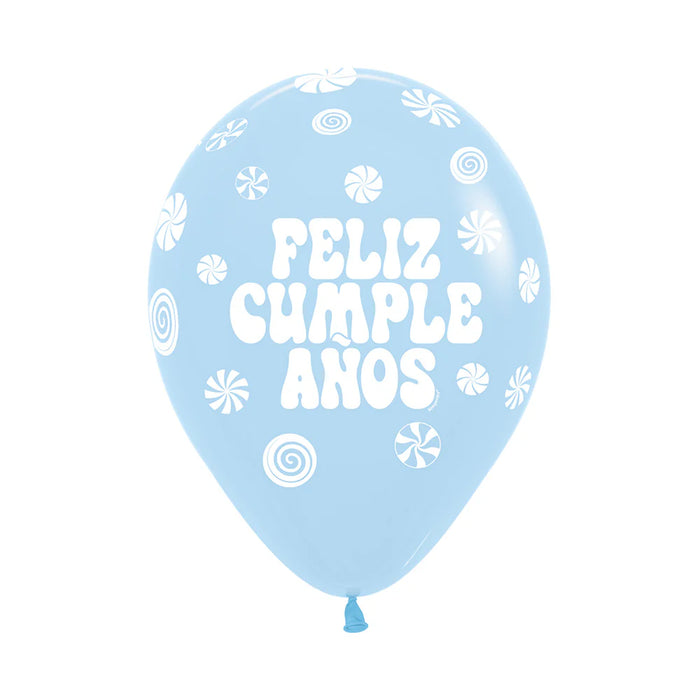 Globos Infinity Pastel Mate Surtido Feliz Cumpleaños Candy R12 x 12 globos