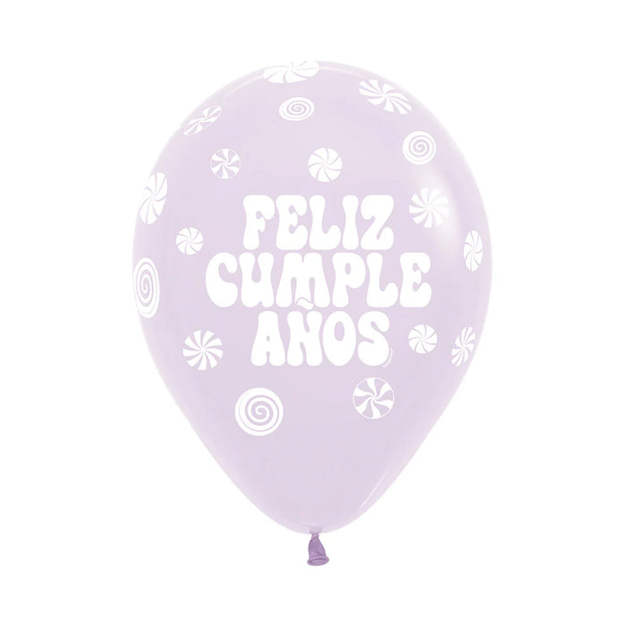 Globos Infinity Pastel Mate Surtido Feliz Cumpleaños Candy R12 x 12 globos