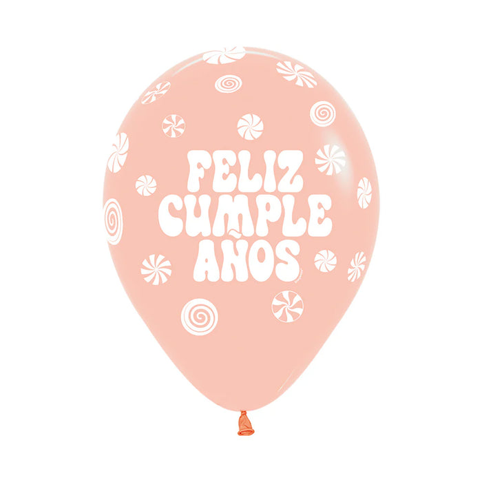 Globos Infinity Pastel Mate Surtido Feliz Cumpleaños Candy R12 x 12 globos