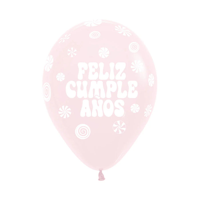 Globos Infinity Pastel Mate Surtido Feliz Cumpleaños Candy R12 x 12 globos