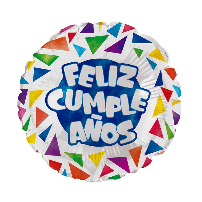 Globo Foil Feliz Cumpleaños Triangulos Coloridos 18" x 1 Unidad Sempertex