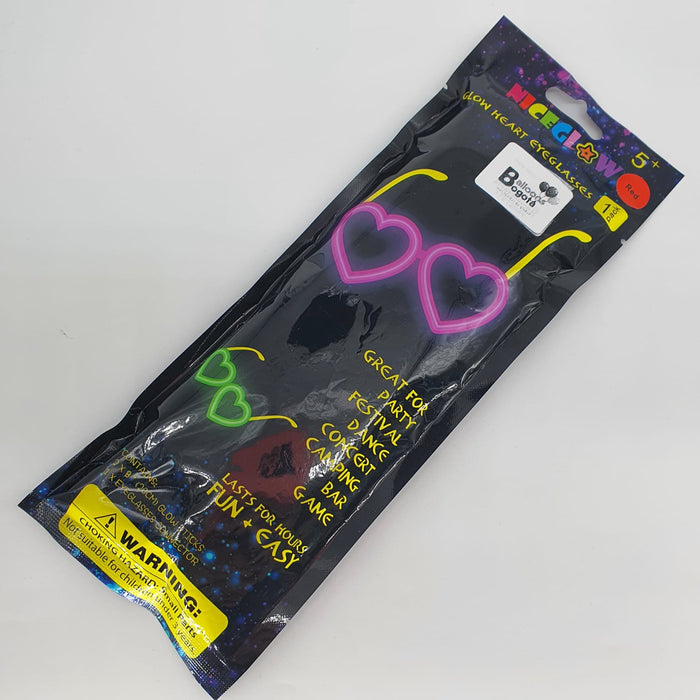 Gafas de Fiesta Fluorescente Corazon Neon Rojo X Unidad