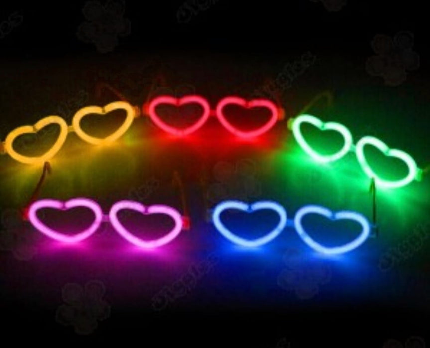 Gafas de Fiesta Fluorescente Corazon Neon Verde X Unidad