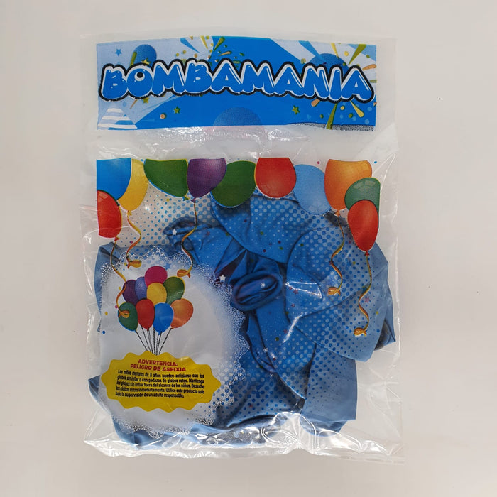 Globo Cromado Linea Economica R12 Azul X 20 Unidades