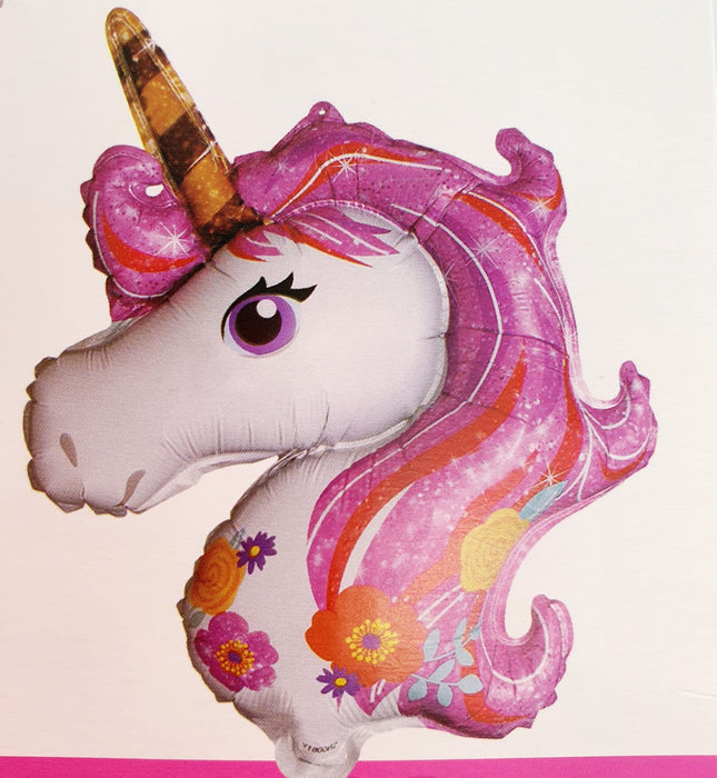Globo Metalizado Cabeza de Unicornio Rosado 36"