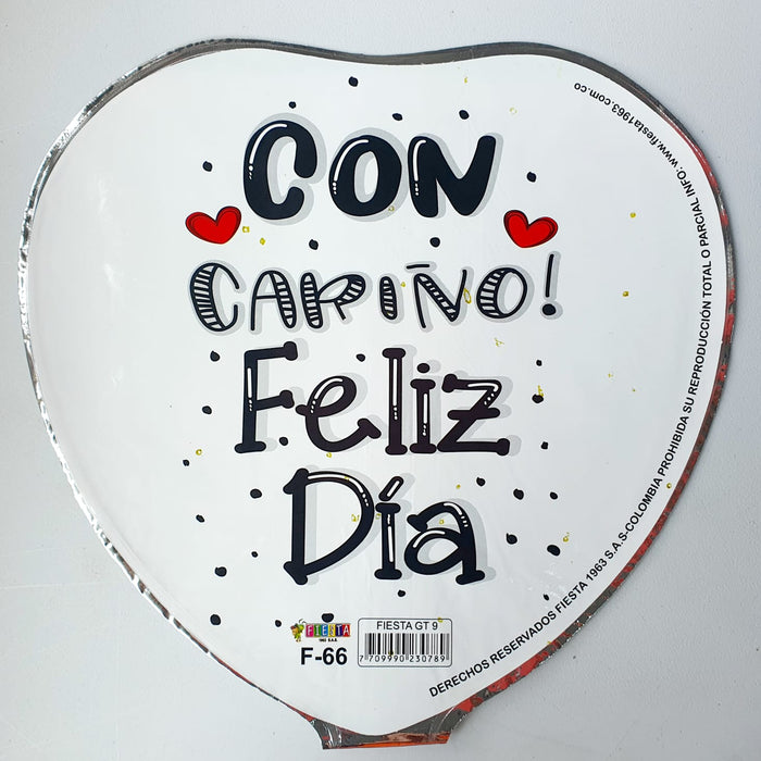 Globo Metalizado Corazon Mensaje  10" X Unidad Ref. 1