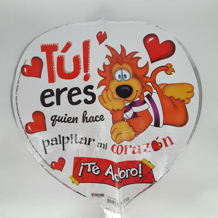 Globo Metalizado Corazon Mensaje  18" X Unidad Ref. 1