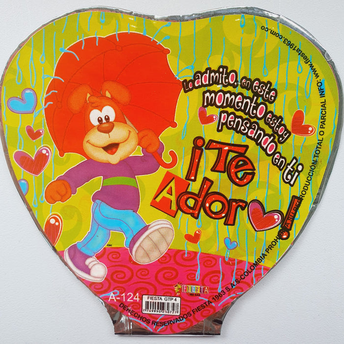 Globo Metalizado Corazon Mensaje  4" X Unidad Ref. 1