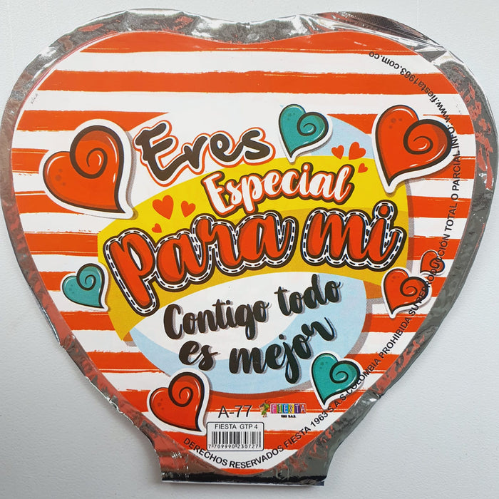 Globo Metalizado Corazon Mensaje  4" X Unidad Ref. 3