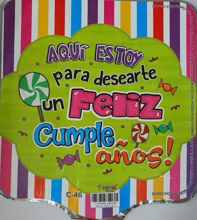 Globo Metalizado Cuadrado Mensaje 10" X Unidad Ref. 8
