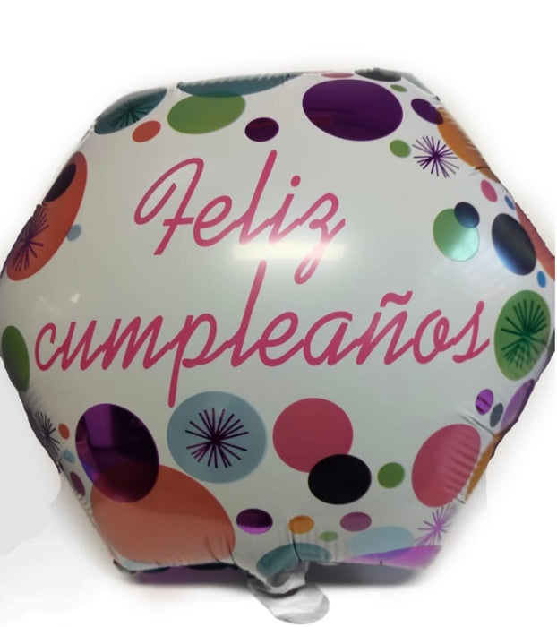 Globo Metalizado Hexagonal Feliz Cumpleaños 18"